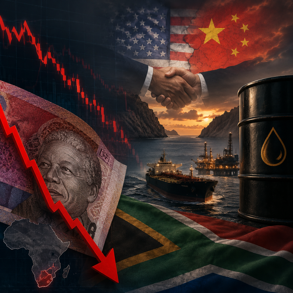 Rand Slides 1% as Oil Tops $107 and Trump Confirms China Energy Deal at Beijing Summit